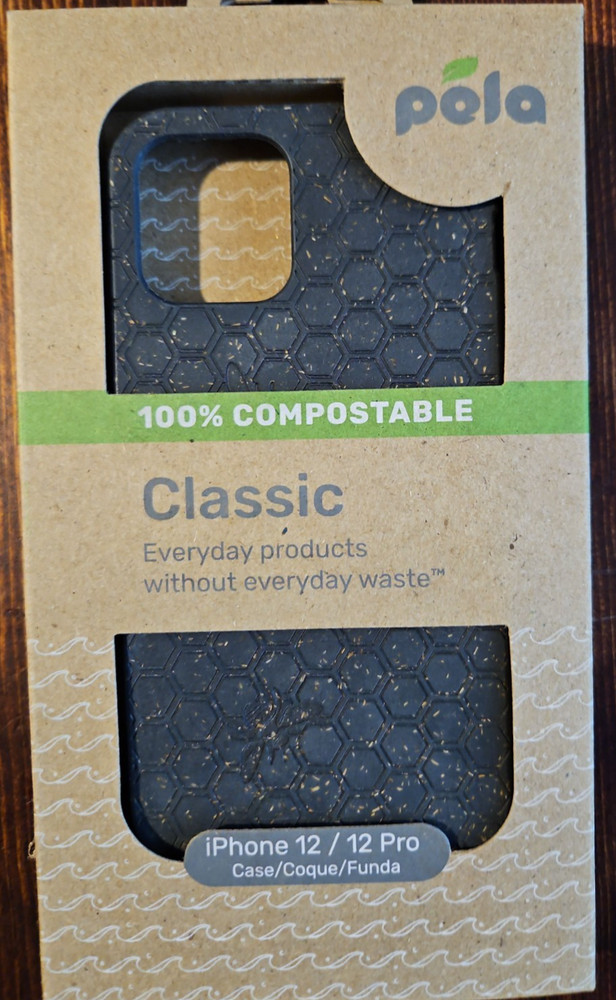 Pela Eco-Friendly Phone Case, Apple iPhone 12/12 Pro, Black Bee, Compostable