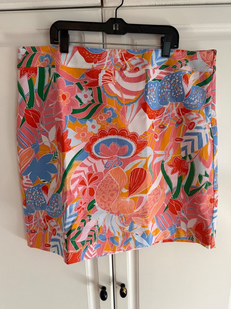 New Women’s Talbots Canvas A-line Skirt in “Marvelous Floral” Size 16 Lining
