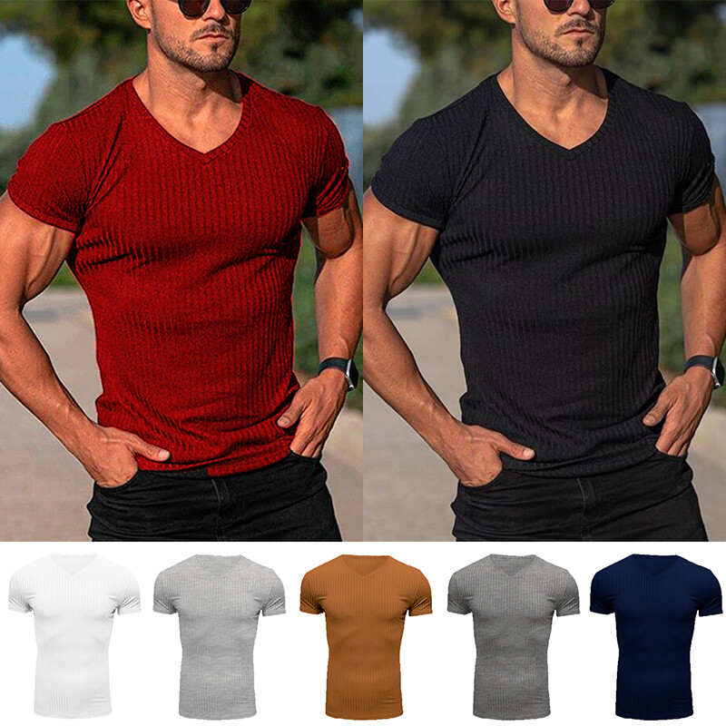 Men's Hot Summer Slim Fit Casual Short Sleeve Tops Muscle Gym Tee T-shirt Blouse
