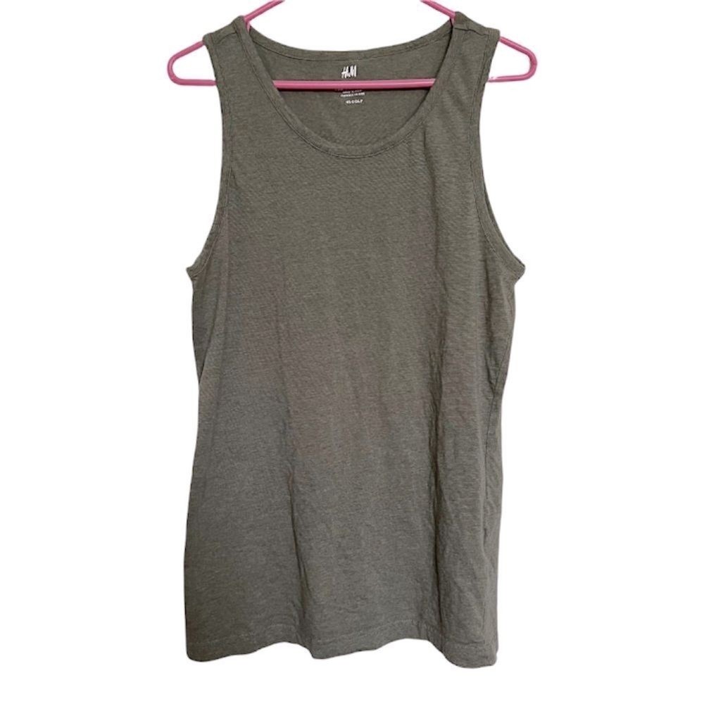 H&M Women's Tank Top Regular Fit Olive Army Green Stretch Size Small Minimalist