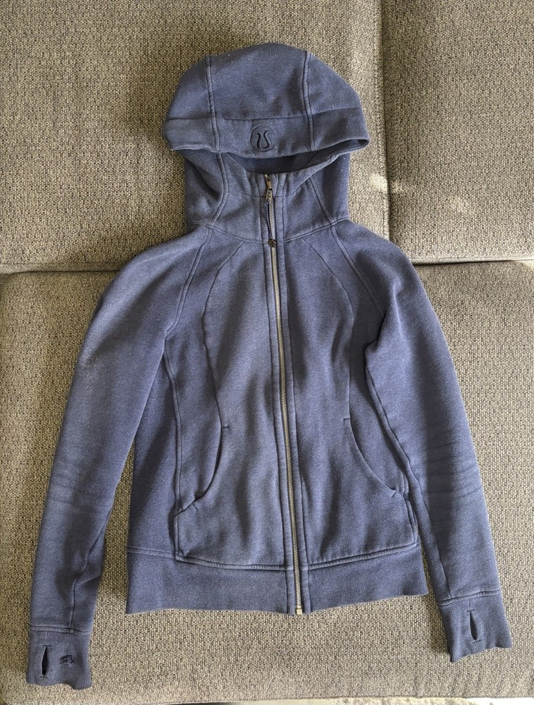 Lululemon Blue Full Zip Hoodie Women's Size 8 Knit Thumb Holes Pockets