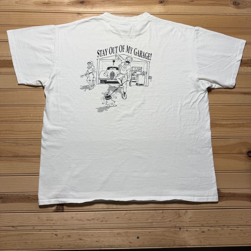 Vintage 1992 Griot's Stay Out Of My Garage Car Dog Graphic Funny T-Shirt USA XXL