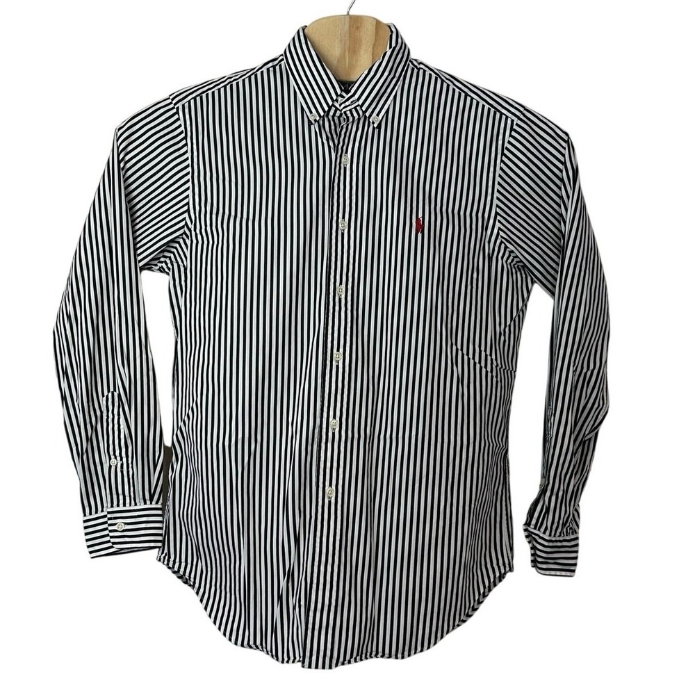 Ralph Lauren Men’s Classic Fit Blue And White Striped Button Down Shirt Size M