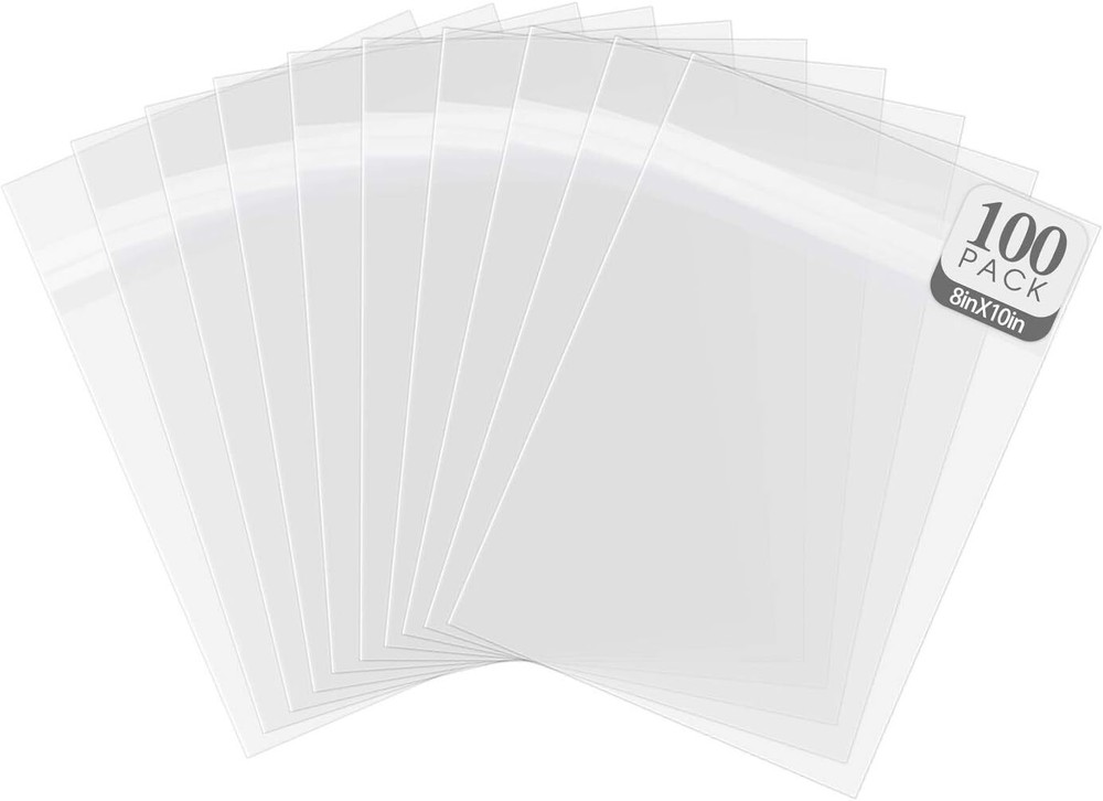 Pack of 100 Acid-Free 8 3/8X10 1/8 Inches Crystal Clear Sleeves Storage Bags-image