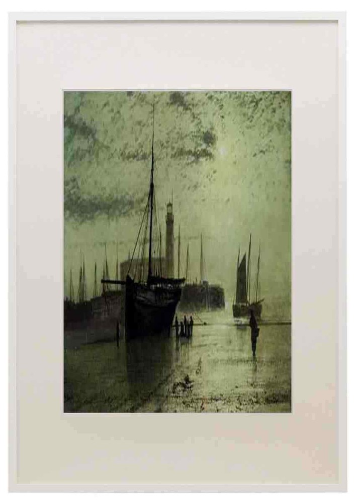 Grimshaw John Atkinson The Lighthouse At Scarborough A3 A4 Framed Print Picture