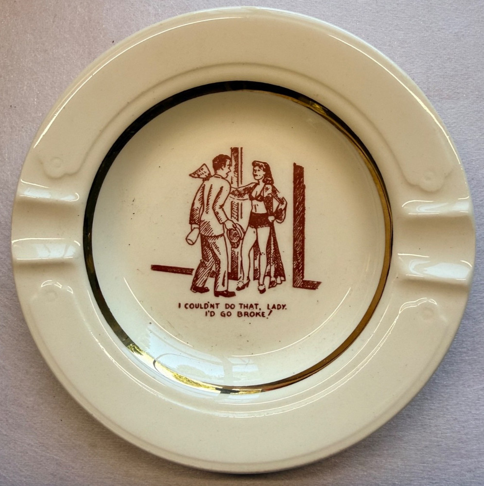 Vintage Risque Adult Humorous Novelty Ceramic Ashtray Excellent Condition