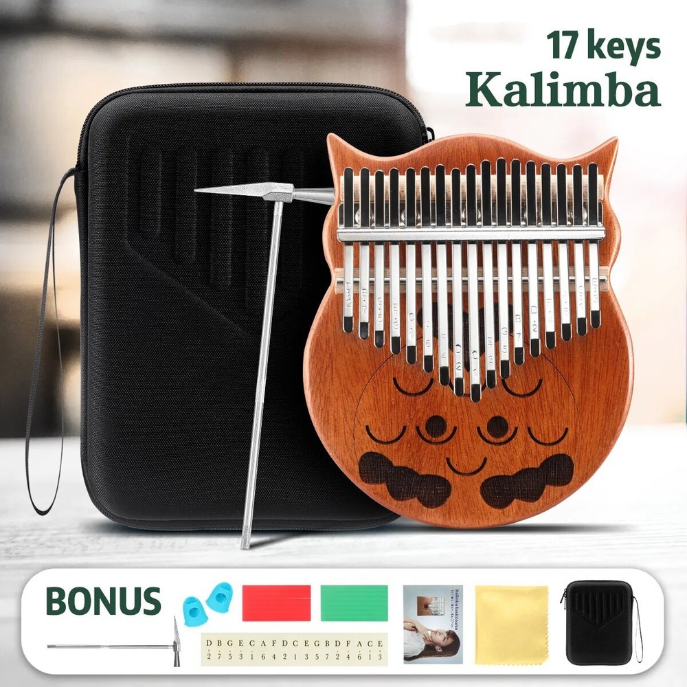 Wooden Mahogany Body Instrument 17 Key Kalimba Thumb Piano 100% New
