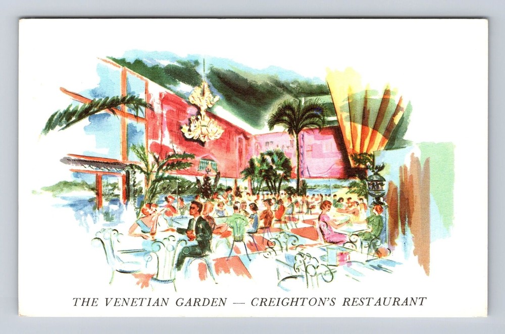 Ft Lauderdale FL-Florida, Creighton's Restaurant Gardens, Vintage Postcard