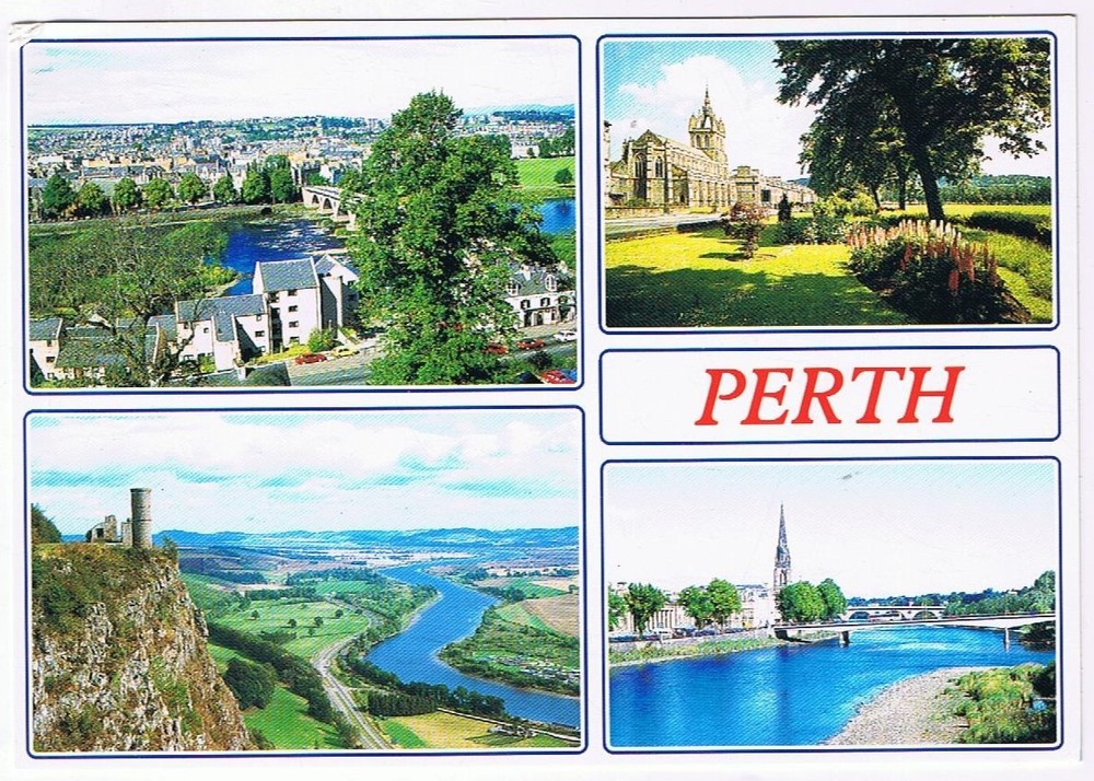 Postcard Perth Tay Valley St Leonard's Church River Tay Scotland