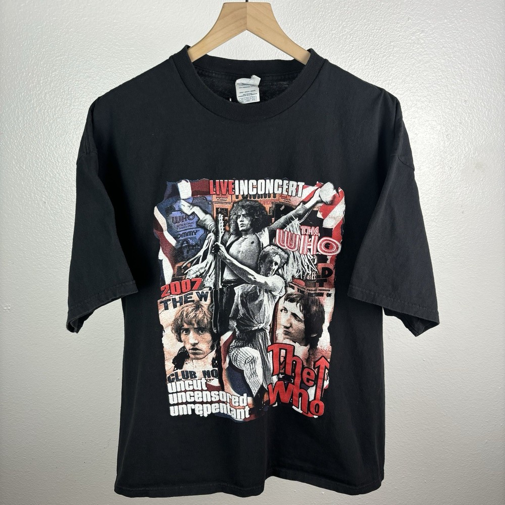 Vintage The Who 2007 Band Tour Rap Grunge Punk Y2K T Shirt Double Sided Size 2XL