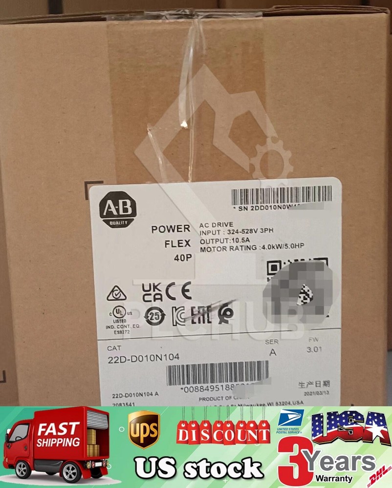 New Allen-Bradley 22D-D010N104 PowerFlex 40P 4 KW (5 HP) AC Drive AB 22DD010N104