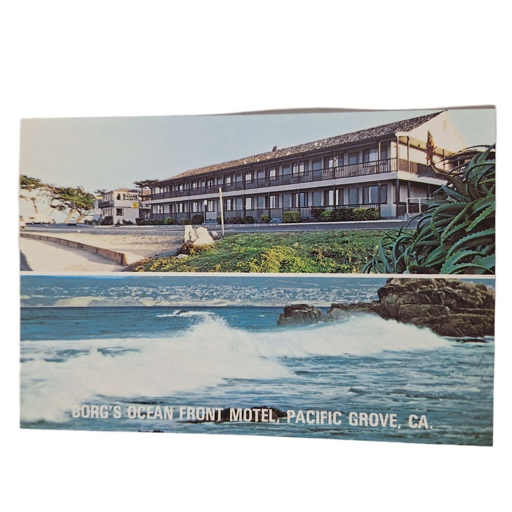 Postcard Borg's Ocean Front Motel Pacific Grove California Chrome Unposted