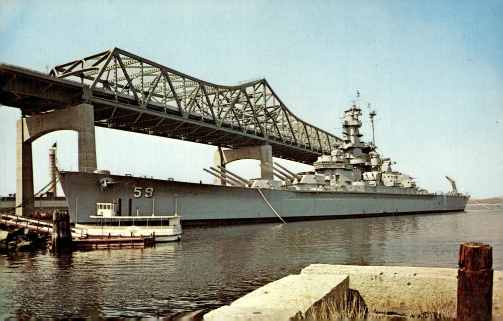 1967 USS Massachusetts Battleship Cove Fall River MA Navy BB-59 Chrome Postcard