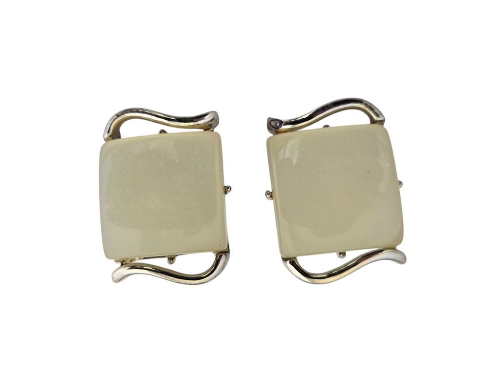 Vintage Goldtone CORO Yellow Moonglow Lucite Clip on Earrings