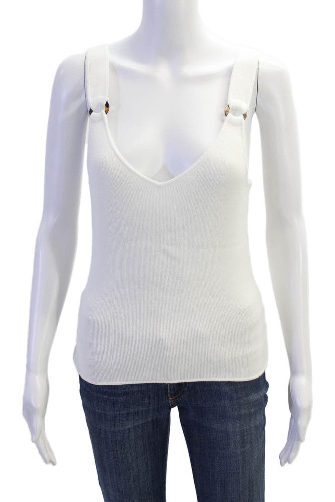 Ecru Womens Sleeveless V Neck Pullover Tank Top White Size MediumFree Shipping in US $100+ Orders | $6.95 Orders Below