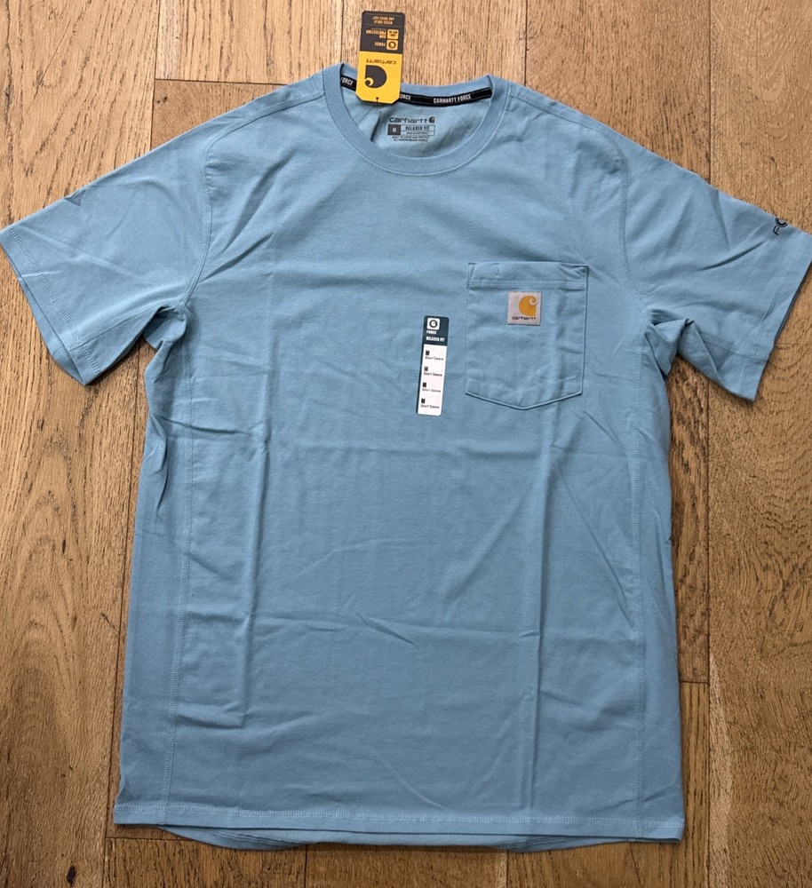 Mens Size M Carhartt FORCE Blue Relaxed Fit Short Sleeve T-shirt 106652