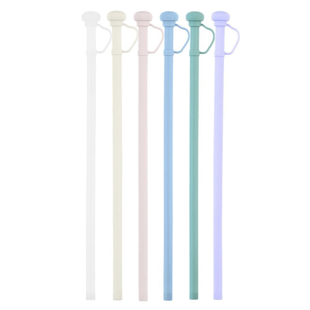 Silicone Long Reusable Straw with Straw Cap Drinking Straw Dustproof Soft  T7N7