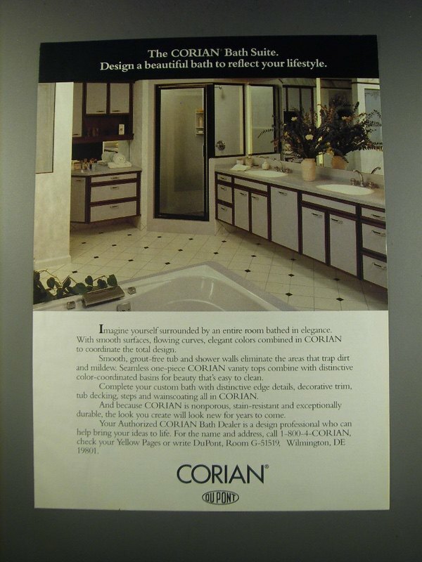 1991 Du Pont Corian Vanity Top Ad - The Corian bath suite