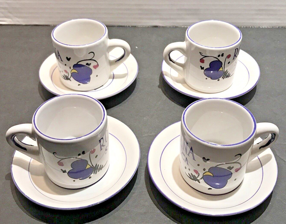 Roma Sambuca Espresso Coffee Cups and Saucers Italy - Set Of 4
