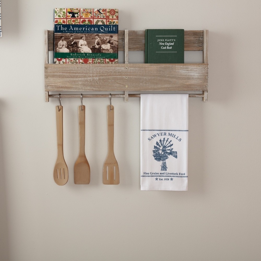 Sawyer Mill Bleached Muslin Tea Towel in Denim Blue and Soft White  