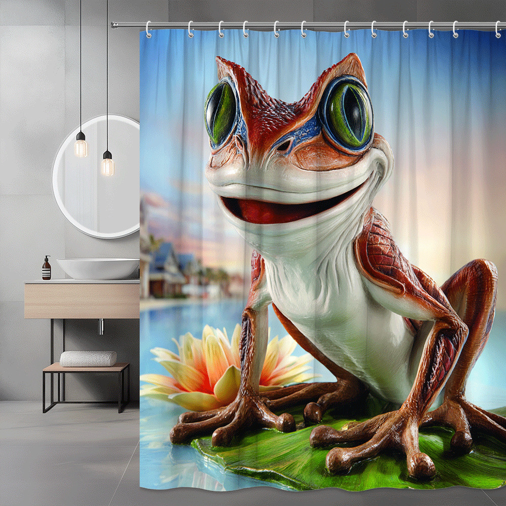 Frog Shower Curtain Tropical Pond Graphic Print
