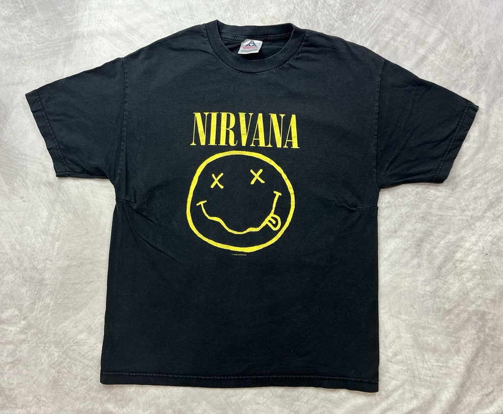 Vintage 1992 Nirvana Nevermind Smiley Tee Shirt Size L Triple A