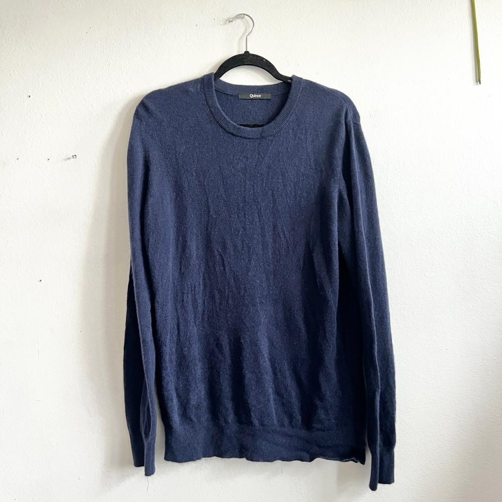 Quince Dark Navy Blue Crewneck Pullover Sweater 100% Cashmere Men's Large