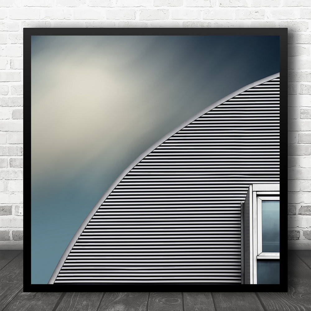 Architecture Wall Abstract Abstraction Blue Windows Modern Square Wall Art Print