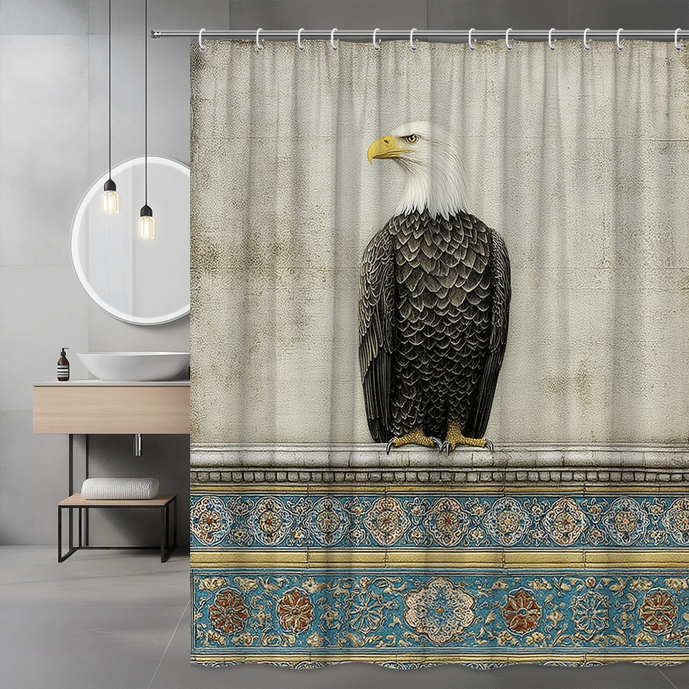 Bald Eagle Shower Curtain Graphic Bird Wall Art