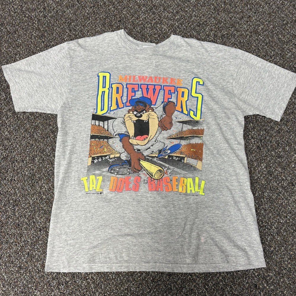1990s Milwaukee Brewers Taz Graphic Looney Tunez Shirt Vintage Graphic Large