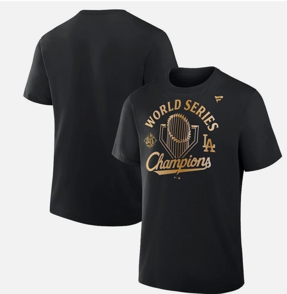 Dodgers 2025 World Series Champions Locker Room Parade T-Shirt - Black Reprint
