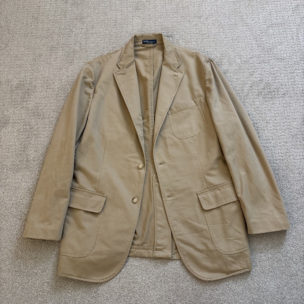 Polo Ralph Lauren Chino Sport Coat Men's Sz XL Beige Tan Khaki Blazer Jacket
