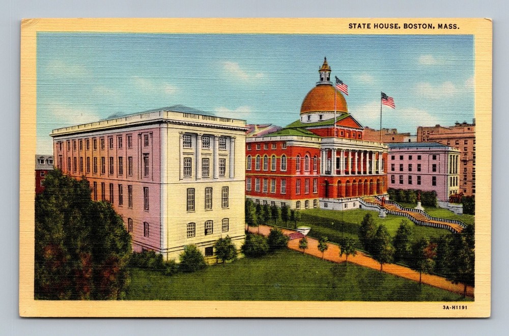 Vintage Linen Postcard State House Boston MA by Curt Teich