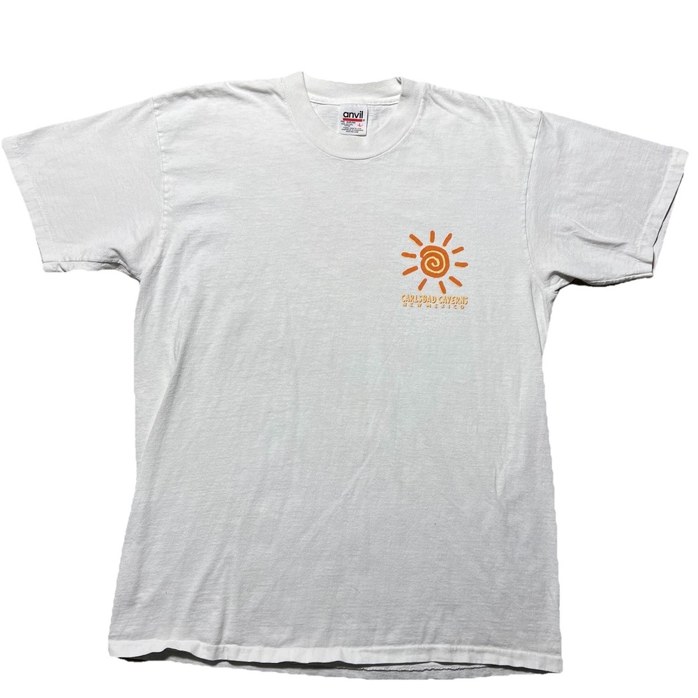 Vintage 1997 Carlsbad Caverns T Shirt Mens L White 90s Anvil Single Stitch