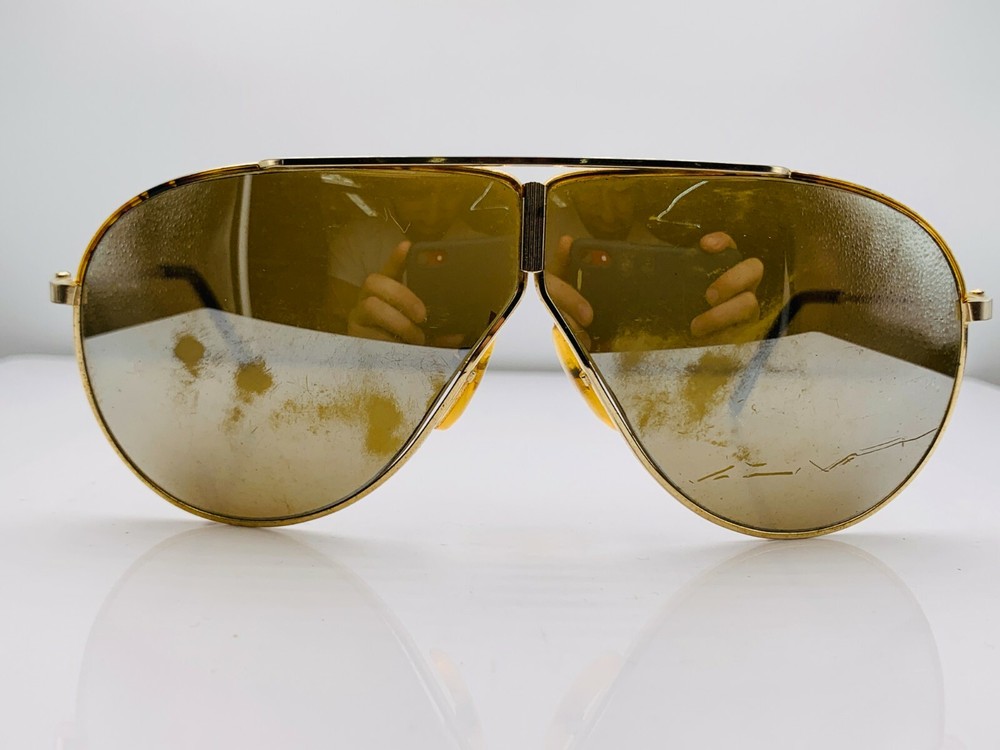Vintage Brown Gold Metal Pilot Sunglass Frames Japan Made 80s Style