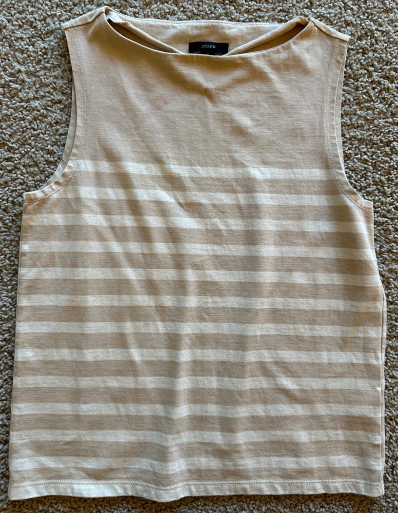 J Crew Beige Striped Cotton Tank Top - Small - New Without Tags - Summer, Work