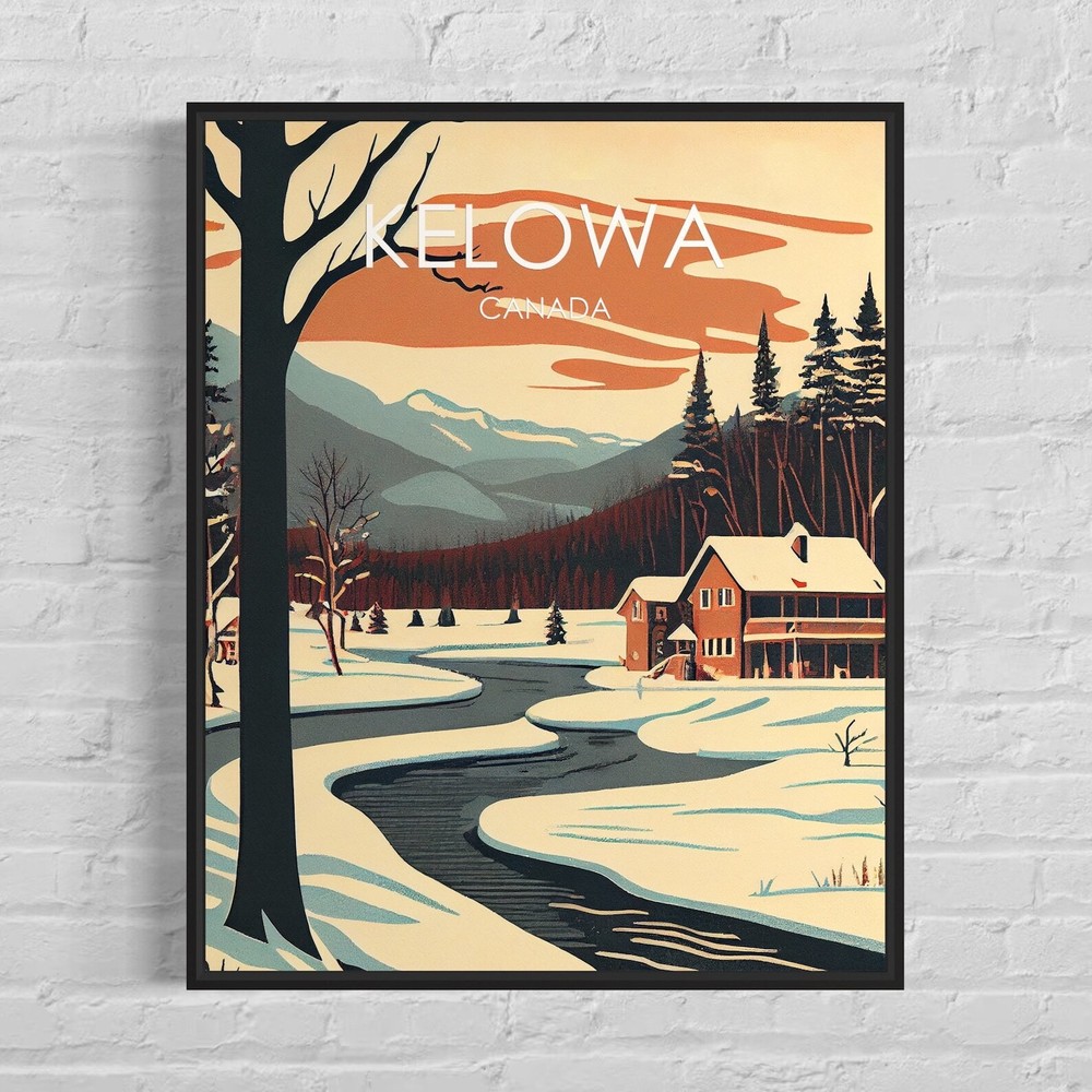 Kelowa Canada Retro Art Print Kelowa Wall Art Illustration Kelowa Vintage