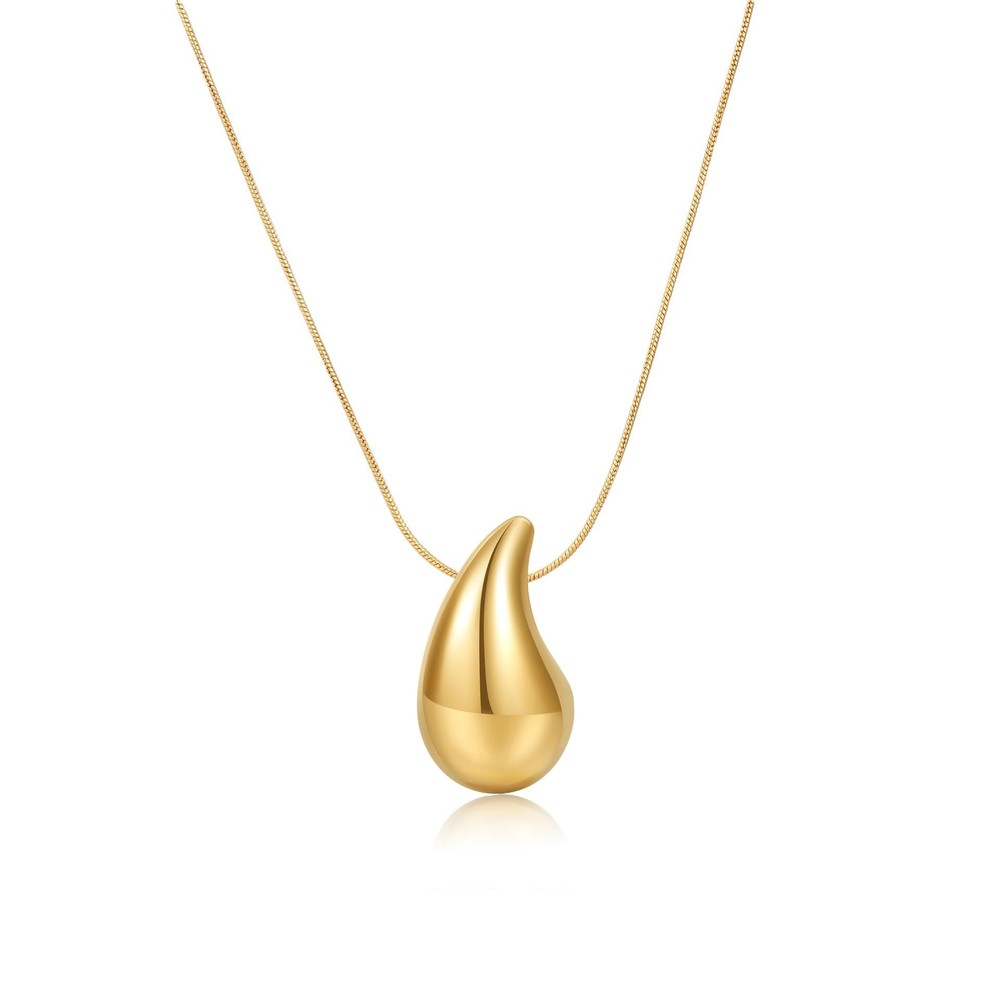 Teardrop Necklace Earrings Chunky Gold Hoop Waterdrop Earrings for Women Wate...