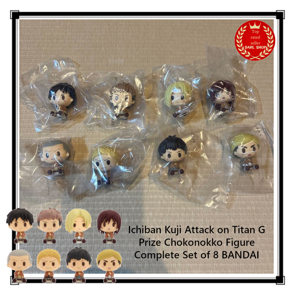 Ichiban Kuji Attack on Titan G Prize Chokonokko Figure Complete Set of 8 BANDAI