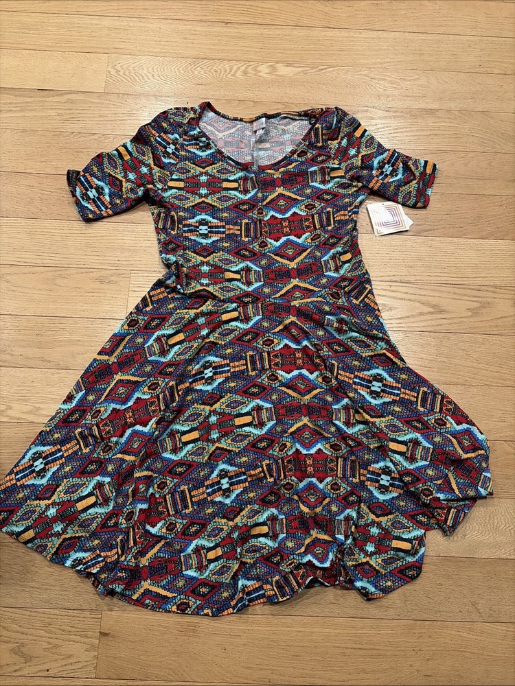 NWT LuLaRoe Nicole Dress Womens 3XL Southwestern Aztec Fit and Flare C33