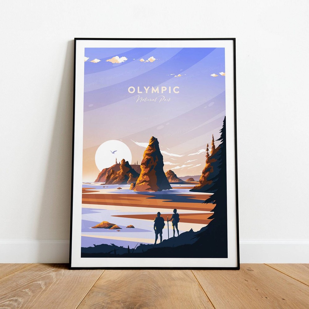Olympic Traditional Travel Print National Park Olympic Print Poster Birthday