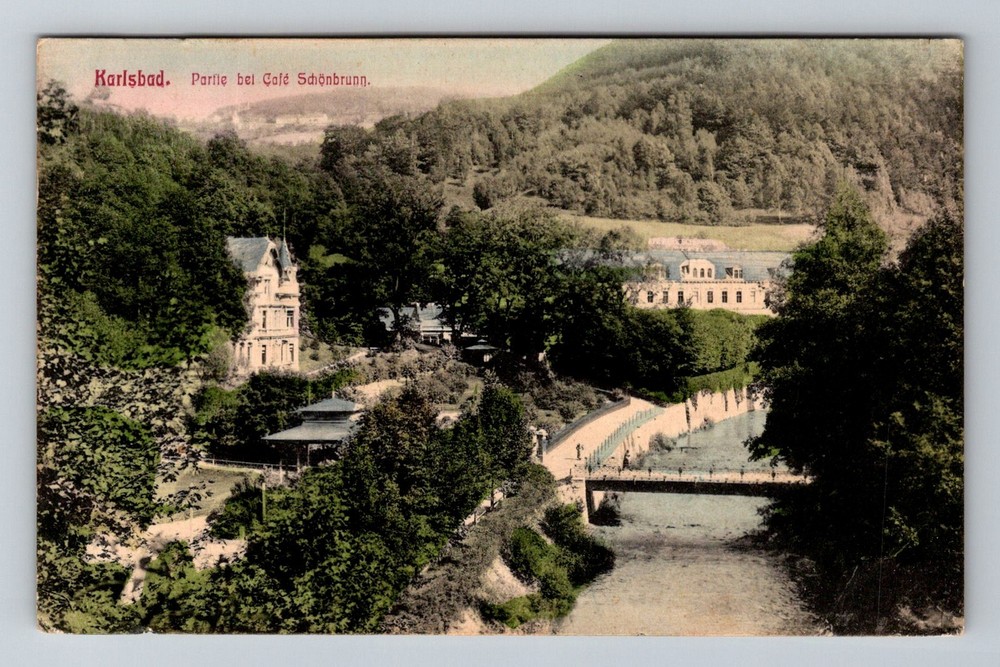 Austria- Karlsbad Cafe Schonbrunn Palace Old Postal Card Vintage c1909 Postcard