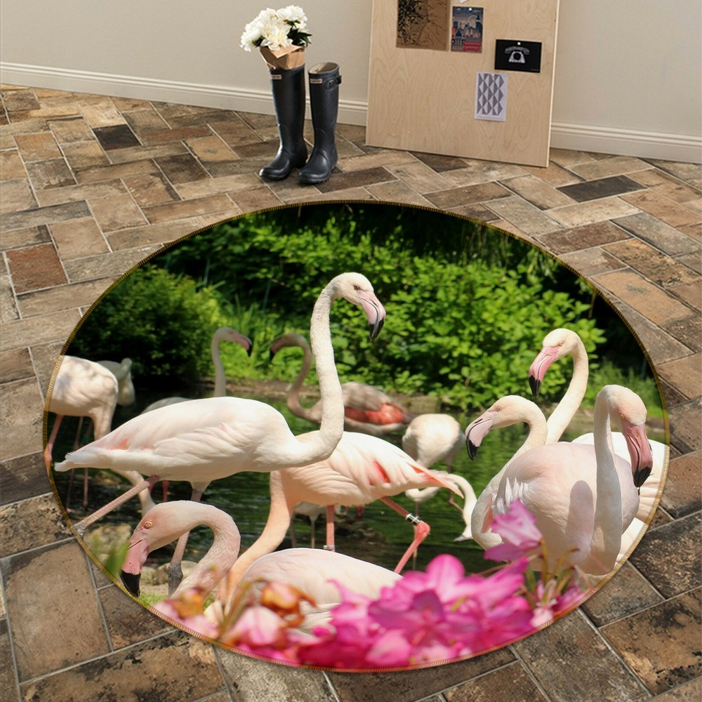 3D White Pink Flamingo Non-Slip Rug Mat Elegant Photo Carpet O1585