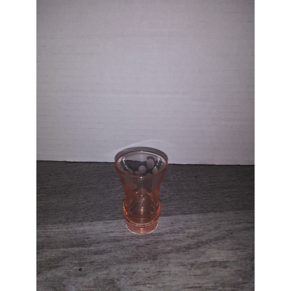 Etched Pink Depression Glass Cordial Flared Shot Glass