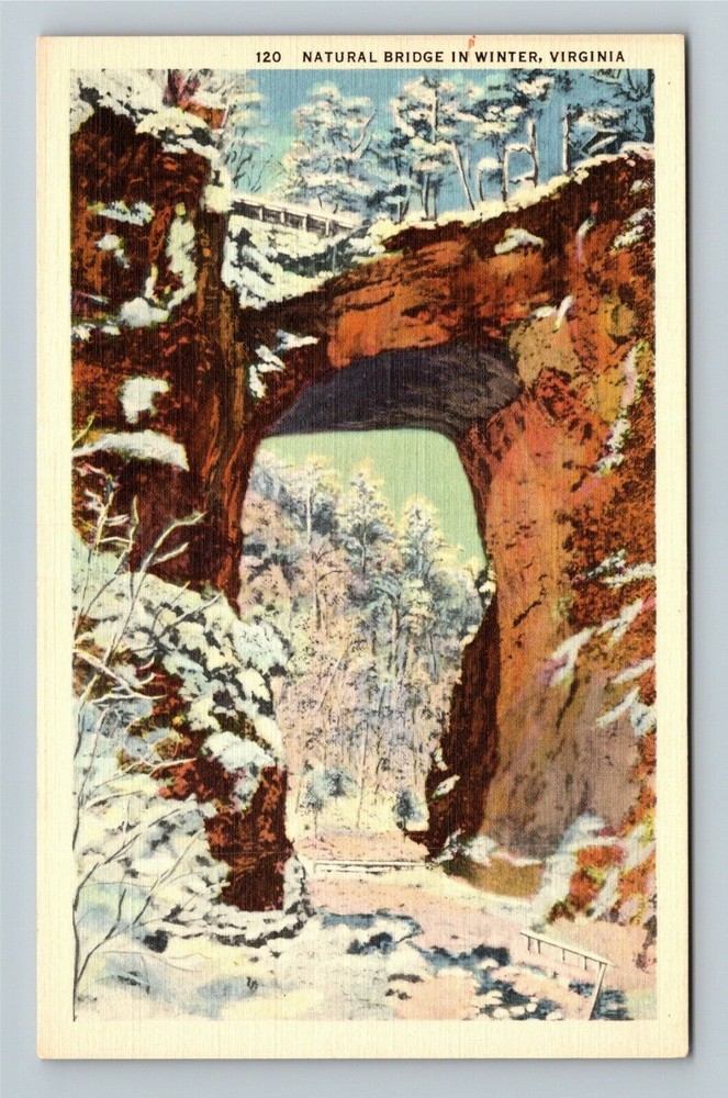 Natural Bridge VA-Virginia, Scenic View In Winter  Vintage Souvenir Postcard