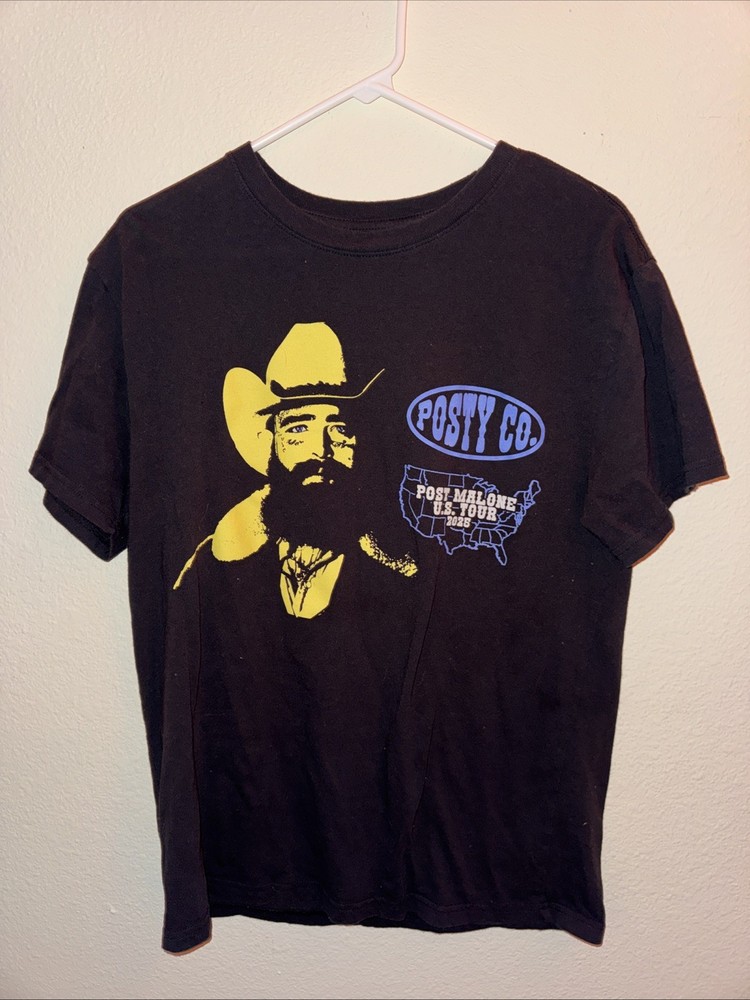 Post Malone U.S. Tour 2025 Official Posty Co. Black Tshirt Size Medium