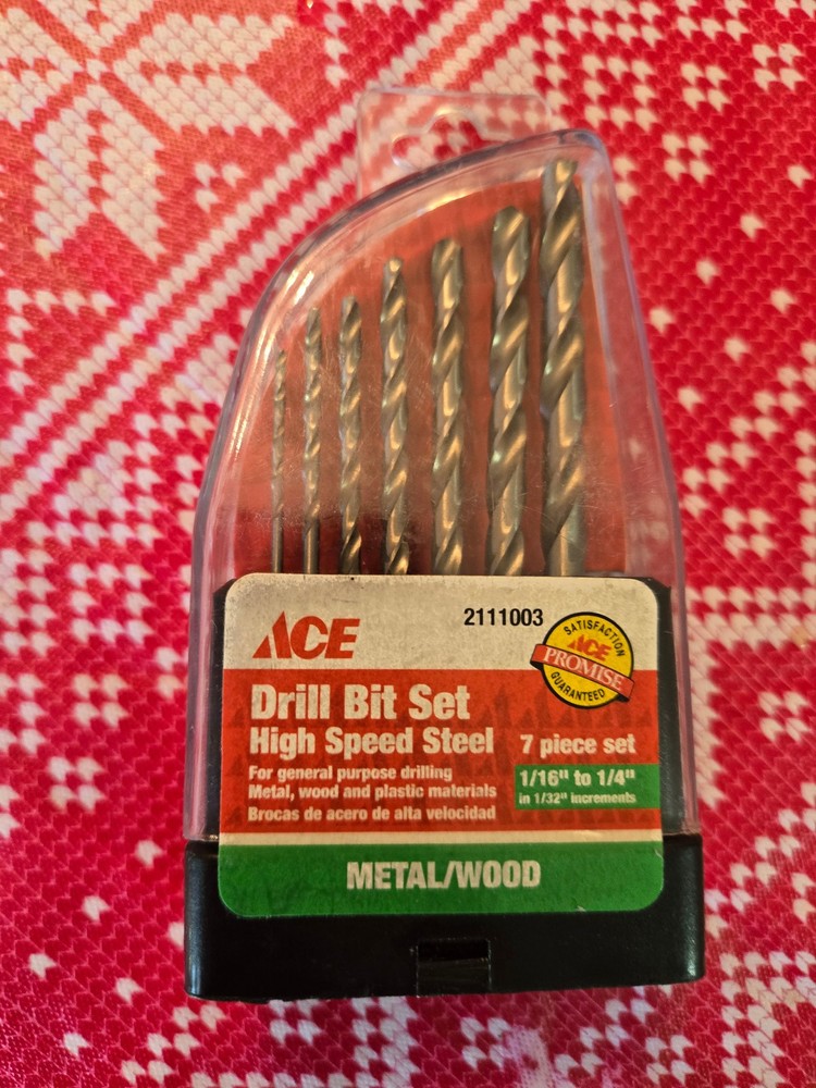 NEW Ace 2111003 High Speed Steel 7-Piece Drill Bit Set Metal Wood 1/16