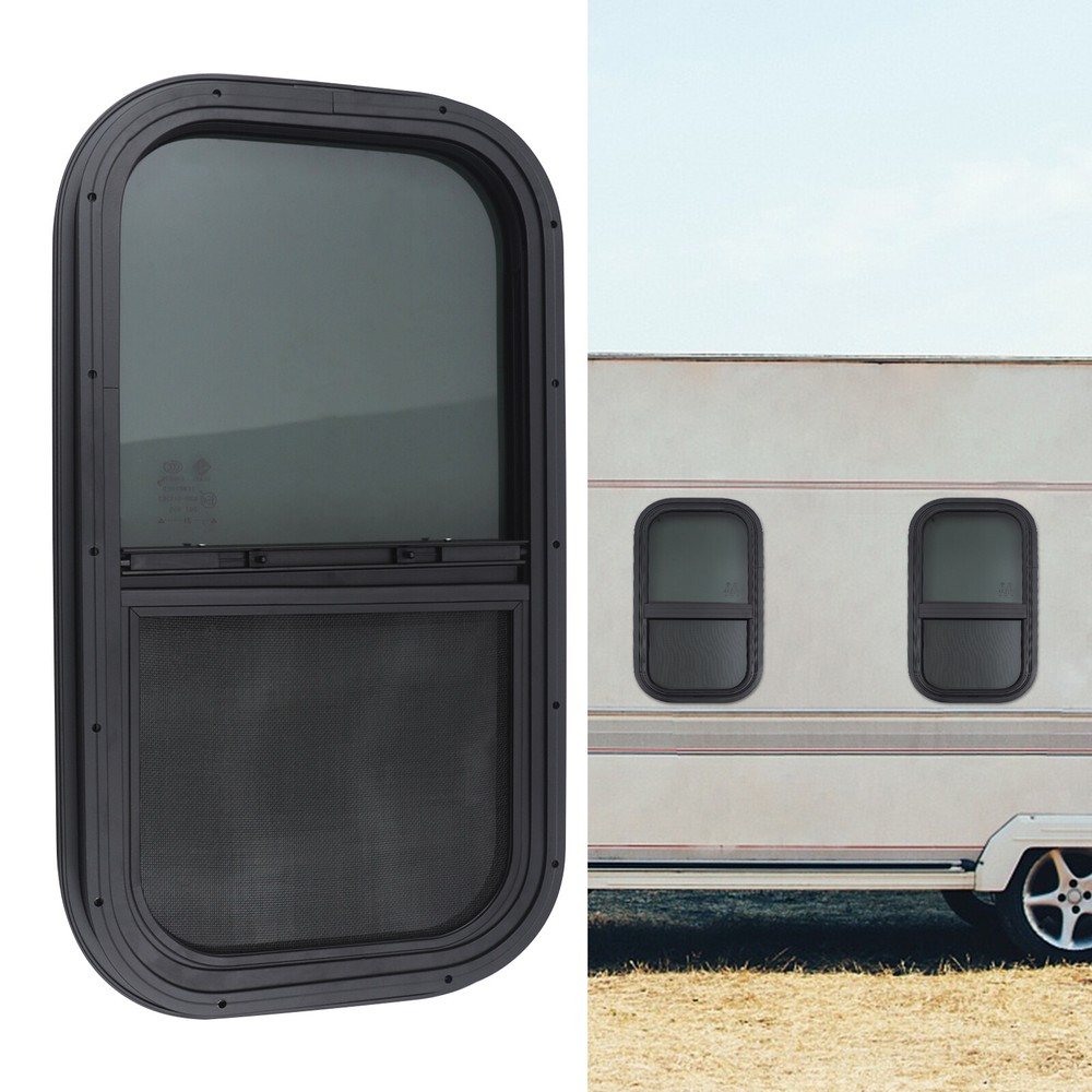 2pcs RV Camper Cargo Window Teardrop Vertical Sliding Glass+Trim Set 12 x 22 New