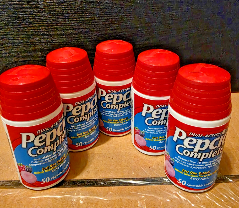 LOT OF 5 NEW SEALED BERRY FLAVOR DUAL ACTION PEPCID COMPLETE 5X 50 CT=250 CT
