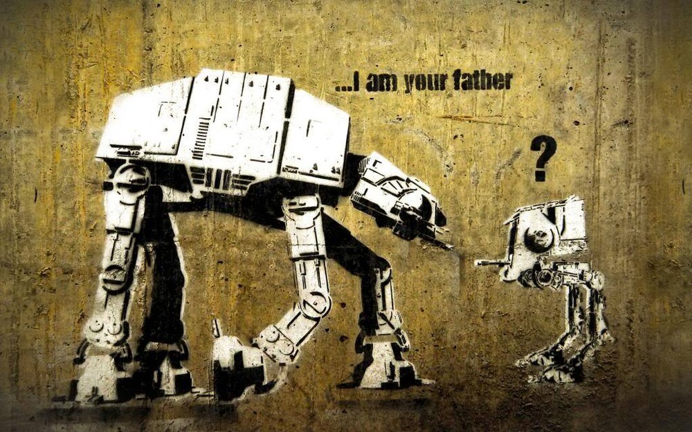 Banksy Star Wars Father Framed Canvas Art Print 18x12 Inches